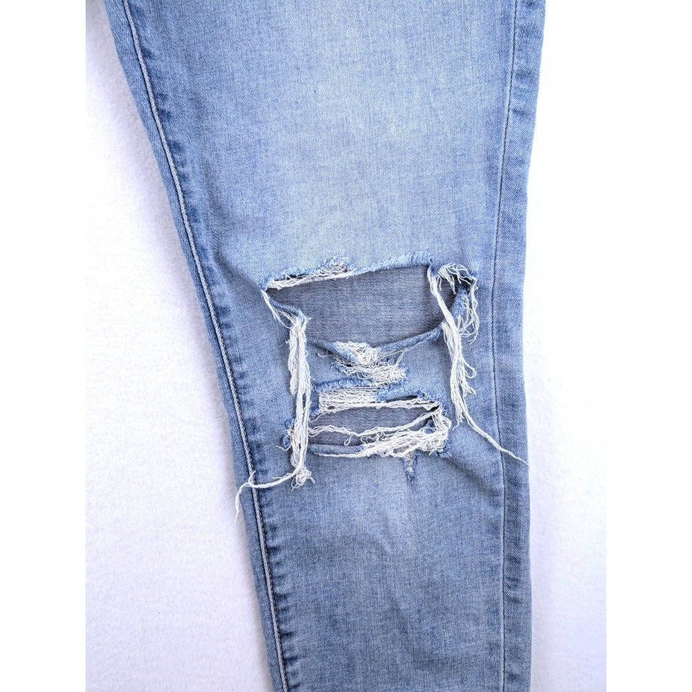 American Eagle High Waisted Distressed Skinny Jeans Womens 14 Light Wash - Picture 4 of 11